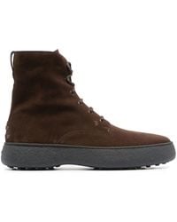 Tod's - W.g. Lace-up Suede Ankle Boots - Lyst