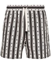 Palm Angels - Monogram-Print Striped Shorts - Lyst