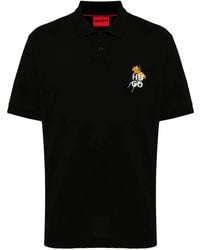 HUGO - Logo-Artwork Cotton-Piqué Polo Shirt - Lyst