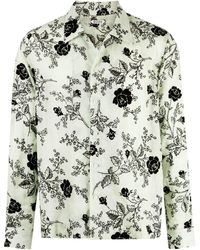 Bode - Camisa con cuello de pico con estampado floral - Lyst