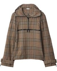 Burberry - Checked Hoodie - Lyst