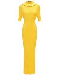 Elisabetta Franchi - Ribbed-Knit Roll-Neck Midi Dress - Lyst