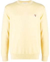Maison Kitsuné - Embroidered-Logo Knitted Wool Jumper - Lyst