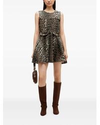 Ganni - Leopard Denim Mini Dress - Lyst