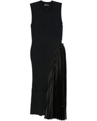 Emporio Armani - Pleated-Panel Ribbed-Knit Midi Dress - Lyst