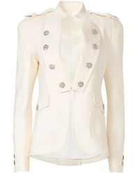 Costarellos - Elen Crystal-Button Epaulettes Blazer - Lyst