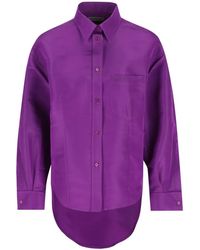 Balenciaga - Logo-Embroidered Silk Shirt - Lyst