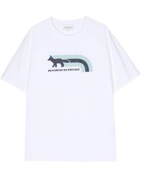 Maison Kitsuné - Flash Fox-print Cotton T-shirt - Lyst