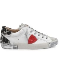 Philippe Model - Prsx Bicolour Low-Top Calfskin Trainers With Shield Logo - Lyst