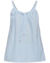 Posse - Lila Gingham Tie-Fastening Top - Lyst