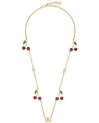 Dolce & Gabbana - Halskette Mit Charms Dg-Logo Und Kirschen - Lyst
