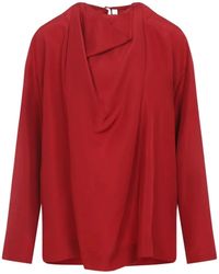 Carven - Draped V-Neck Blouse - Lyst