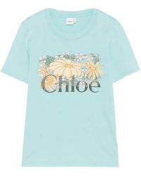 Chloé - T-Shirt Met Bloemen-Print - Lyst