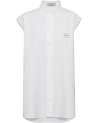 Prada - Camicia Oxford smanicata con stampa - Lyst