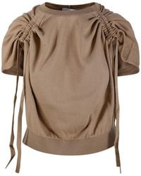 Nude - Gathered-Detail T-Shirt - Lyst