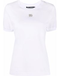 Dolce & Gabbana - T-shirt in jersey con decoro DG crystal - Lyst