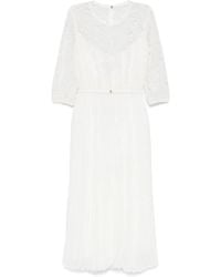 Nissa - Floral-Embroidered Pleated Dress - Lyst