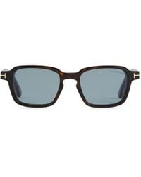 Tom Ford - Lunettes De Soleil Rectangulaires À Effet Écailles De Tortue - Lyst