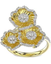 Marchesa - 18kt Yellow Gold Halo Flower Diamond Ring - Lyst