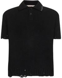 Marni - Poloshirt Met Franje Afwerking En Geribbelde Kraag - Lyst