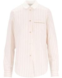 forte_forte - Stripe-Pattern Club-Collar Shirt - Lyst