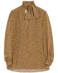 Valentino Garavani - Chemise Crepe De Chine Avec Imprimé Micromacula Fauve Eclat - Lyst