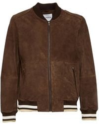 Amaranto - Zip Suede Bomber Jacket - Lyst