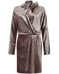 Alberta Ferretti - Bow-Detail Velvet Mini Dress - Lyst