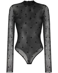Givenchy - Logo-print Mesh Bodysuit - Lyst