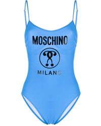 Moschino - Logo Print High-cut Swimsuit - Lyst