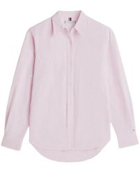 Tommy Hilfiger - Striped-Pattern Logo-Embroidered Shirt - Lyst