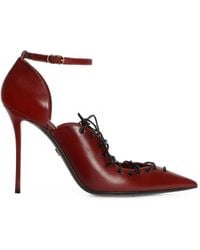 Dolce & Gabbana - Lace-Up Calfskin Heeled Pumps - Lyst