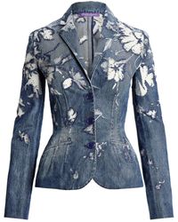 Ralph Lauren Collection - Holt Floral-embellished Denim Jacket - Lyst