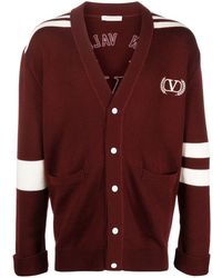 Valentino Garavani - Logo-embroidered Virgin-wool Cardigan - Lyst