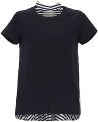 Sacai - Striped Pleated T-Shirt - Lyst