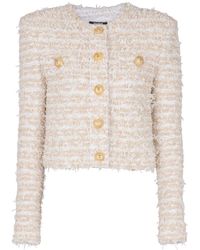 Balmain - クロップド ツイードジャケット - Lyst