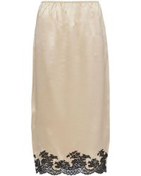 Prada - Lace-Trim Silk Midi Skirt - Lyst