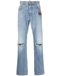 DSquared² - Logo-Print Bootcut Jeans - Lyst