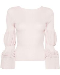 Issey Miyake - Bell-sleeves Ribbed-knit Top - Lyst