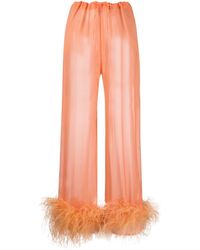 Oséree - Sheer Feather-trim Trousers - Lyst