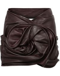 Magda Butrym - Rose-Draped Leather Mini Skirt - Lyst