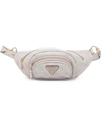 Guess - Latona Monogram-Print Logo-Plaque Belt Bag - Lyst