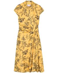Carolina Herrera - Floral-print Gathered Cotton Dress - Lyst