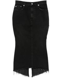 MATIERES FECALES - Distressed Frayed Midi Skirt - Lyst