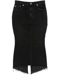 MATIERES FECALES - Distressed Frayed Midi Skirt - Lyst