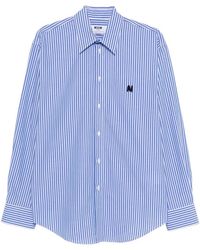MSGM - Camicia A Righe Con Logo Ricamato-Uomo - Lyst
