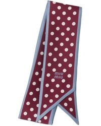 Miu Miu - Polka Dot-Print Twill Scarf - Lyst