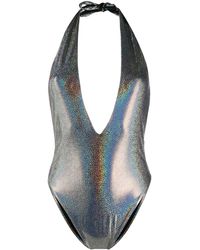 Alessandra Rich Bañador con escote en V - Metálico