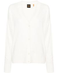 BOSS - Gerippter Cardigan Mit V-Ausschnitt - Lyst