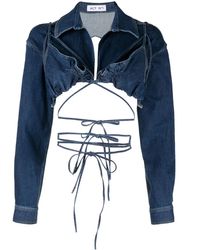 Act No1 - Cropped Open-Back Denim Blouse - Lyst